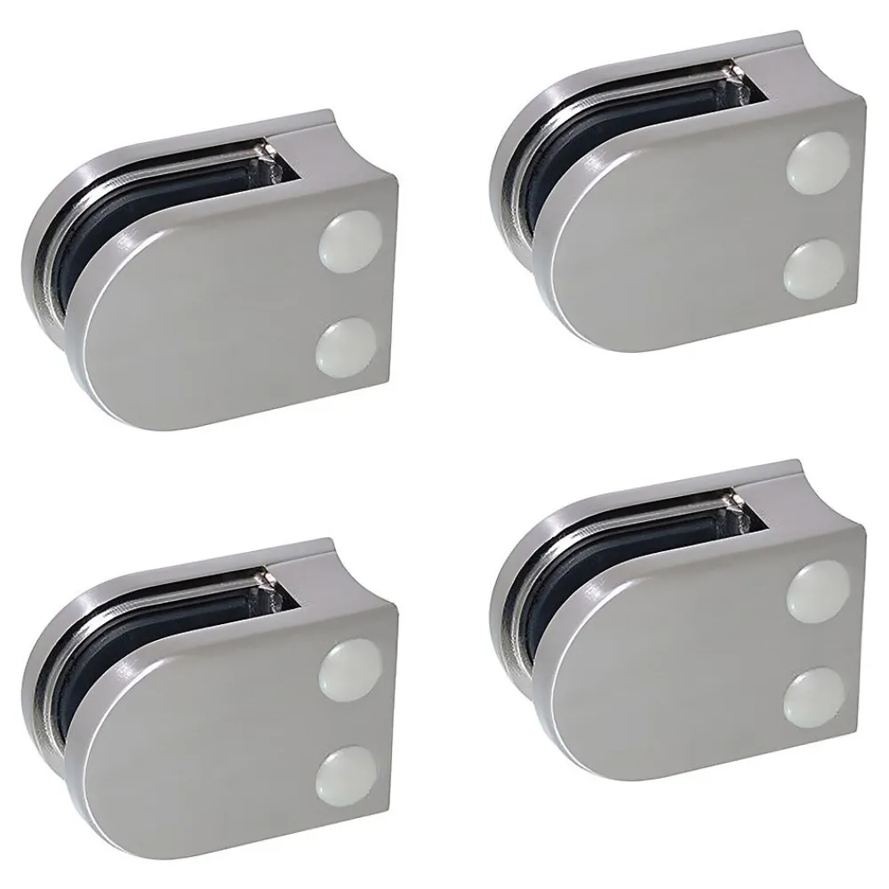 MySystem Garde-Corps, Balustrade<4 x Pince à verre pour tube diam. 42,4 modèle 05 - Ep. verre 12,76 mm - Zamak aspect inox brossé