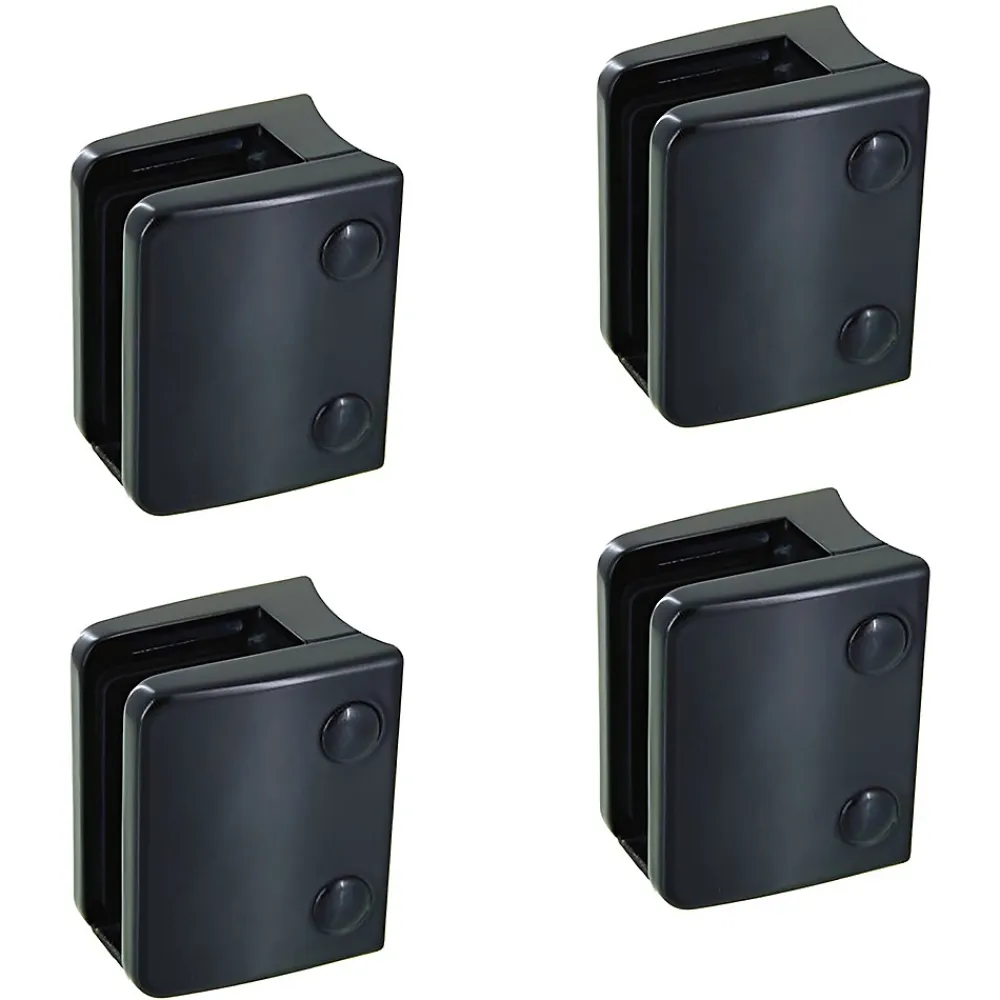 MySystem Garde-Corps, Balustrade<4 x Pince à verre pour tube diam. 48,3 modèle 04 - Ep. verre 16,76 mm - Zamak noir RAL 9005