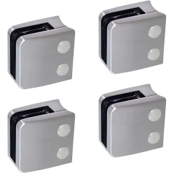 MySystem 4 x Pince à verre pour tube diam. 42,4 modèle 06 - Ep. verre 8,76 mm - Inox 304 brossé GR320- Garde-Corps, Balustrade