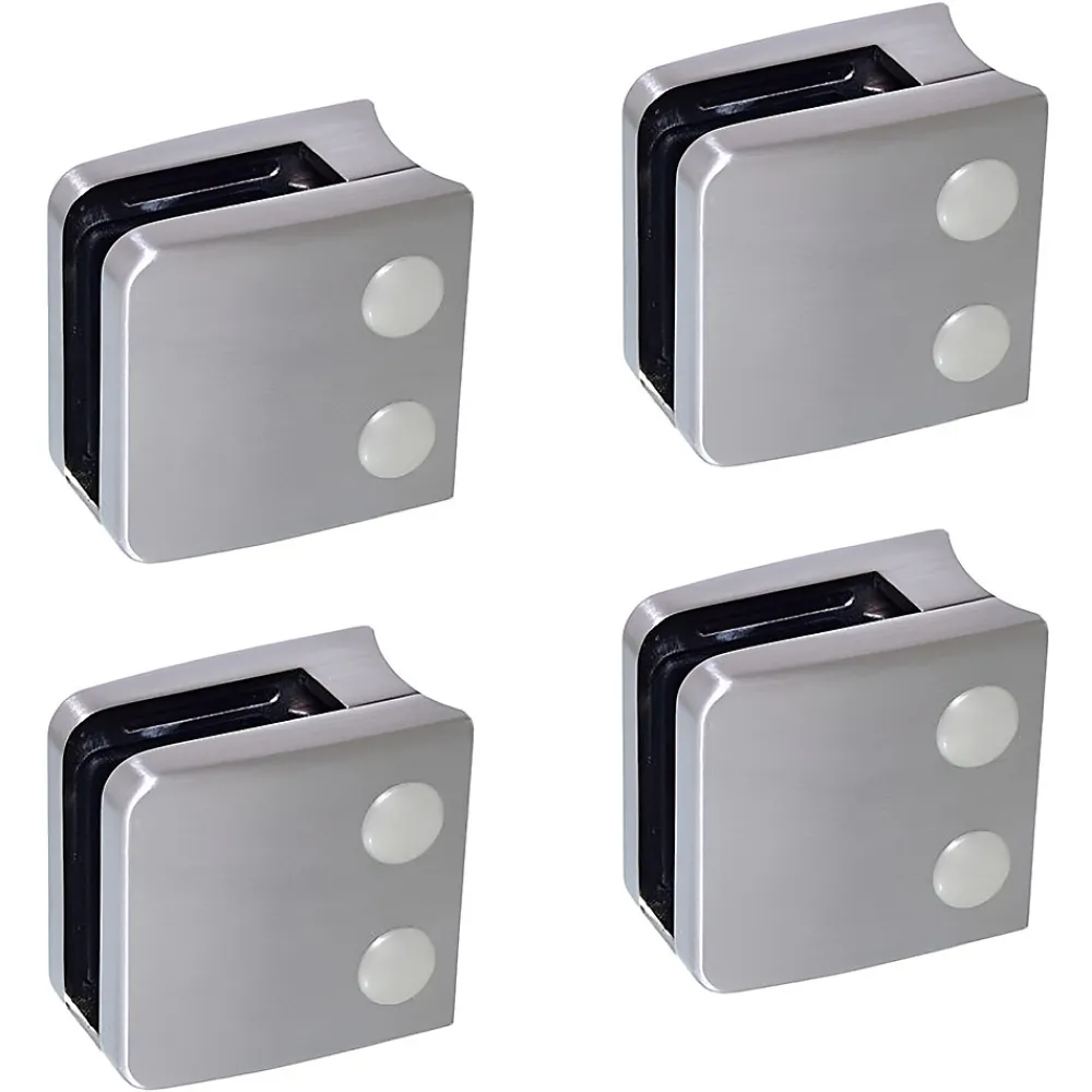 MySystem 4 x Pince à verre pour tube diam. 42,4 modèle 06 - Ep. verre 8,76 mm - Inox 304 brossé GR320- Garde-Corps, Balustrade