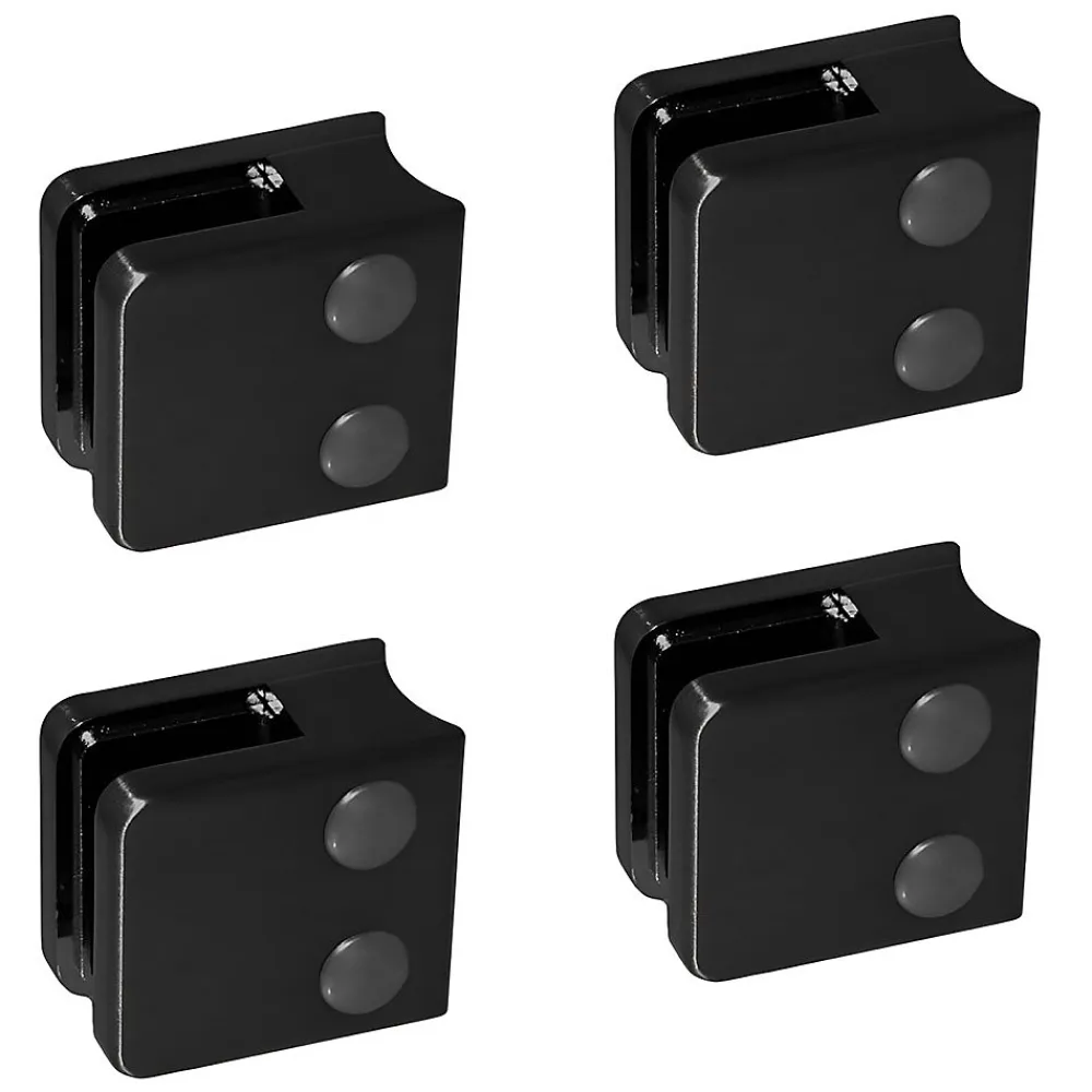 MySystem 4 x Pince à verre pour tube diam. 42,4 modèle 06 - Ep. verre 10 mm - Inox noir anthracite- Garde-Corps, Balustrade