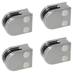 MySystem 4 x Pince à verre pour tube diam. 42,4 modèle 00 - Ep. verre 6 mm - Inox 316 brossé GR320- Garde-Corps, Balustrade