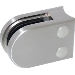 MySystem 4 x Pince à verre pour tube diam. 42,4 modèle 02 - Ep. verre 9,52 mm - Zamak aspect inox brossé- Garde-Corps, Balustrade