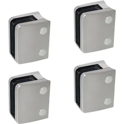 MySystem 4 x Pince à verre pour tube diam. 48,3 modèle 04 - Ep. verre 17,52 mm - Inox 316 brossé GR320- Garde-Corps, Balustrade