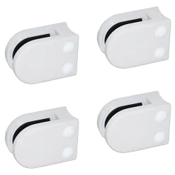 MySystem Garde-Corps, Balustrade<4 x Pince à verre pour tube diam. 42,4 modèle 02 - Ep. verre 8 mm - Zamak blanc RAL 9016