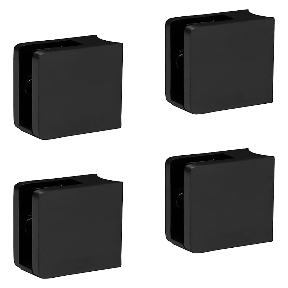 MySystem 4 x Pince à verre pour tube diam. 42,4 modèle 21 - Ep. verre 8 mm - Inox noir anthracite- Garde-Corps, Balustrade