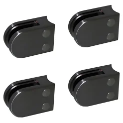MySystem 4 x Pince à verre pour tube diam. 42,4 modèle 02 - Ep. verre 6,76 mm - Inox noir anthracite- Garde-Corps, Balustrade