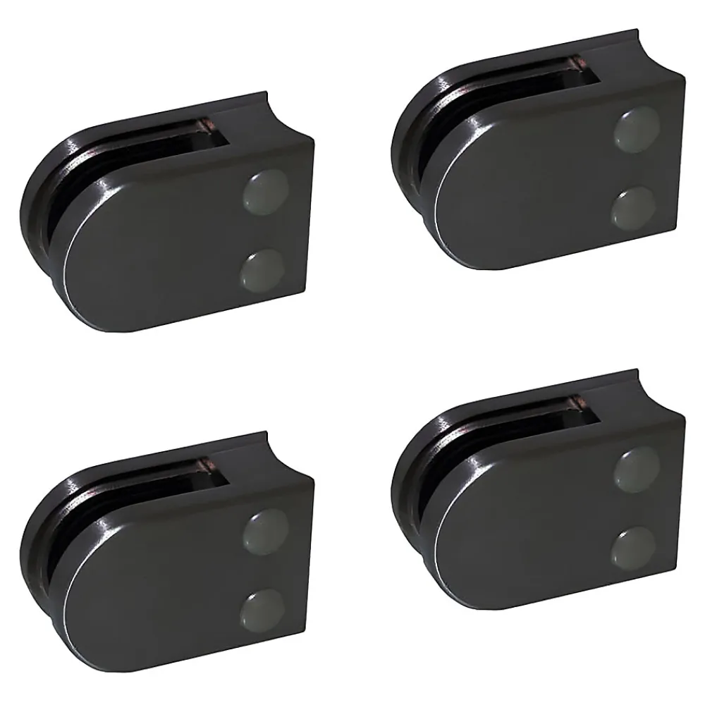 MySystem 4 x Pince à verre pour tube diam. 42,4 modèle 02 - Ep. verre 6,76 mm - Inox noir anthracite- Garde-Corps, Balustrade