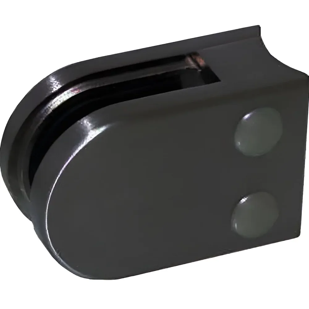 MySystem 4 x Pince à verre pour tube diam. 42,4 modèle 02 - Ep. verre 6,76 mm - Inox noir anthracite- Garde-Corps, Balustrade