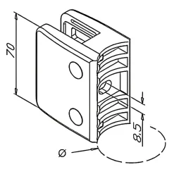 MySystem 4 x Pince à verre pour tube diam. 48,3 modèle 04 - Ep. verre 12 mm - Inox 316 brossé GR320- Garde-Corps, Balustrade
