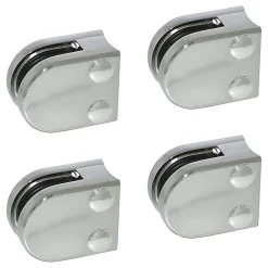 MySystem Garde-Corps, Balustrade<4 x Pince à verre pour tube diam. 42,4 modèle 00 - Ep. verre 6 mm - Zamak chromé brillant