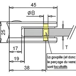 MySystem 4 x Pince à verre pour tube diam. 42,4 modèle 21 - Ep. verre 8,76 mm - Inox 316 brossé GR320- Garde-Corps, Balustrade