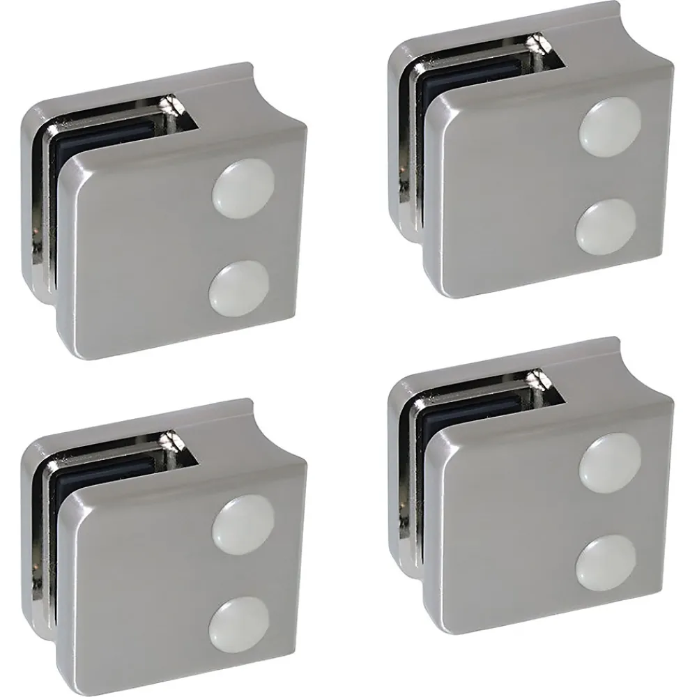MySystem Garde-Corps, Balustrade<4 x Pince à verre pour tube diam. 42,4 modèle 01 - Ep. verre 9,52 mm - Zamak aspect inox brossé