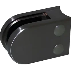 MySystem 4 x Pince à verre pour tube diam. 42,4 modèle 02 - Ep. verre 6 mm - Inox noir anthracite- Garde-Corps, Balustrade
