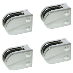 MySystem 4 x Pince à verre pour tube diam. 42,4 modèle 02 - Ep. verre 8,76 mm - Zamak chromé brillant- Garde-Corps, Balustrade