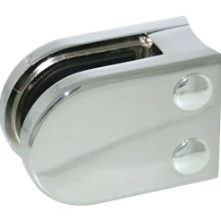 MySystem 4 x Pince à verre pour tube diam. 42,4 modèle 02 - Ep. verre 8,76 mm - Zamak chromé brillant- Garde-Corps, Balustrade