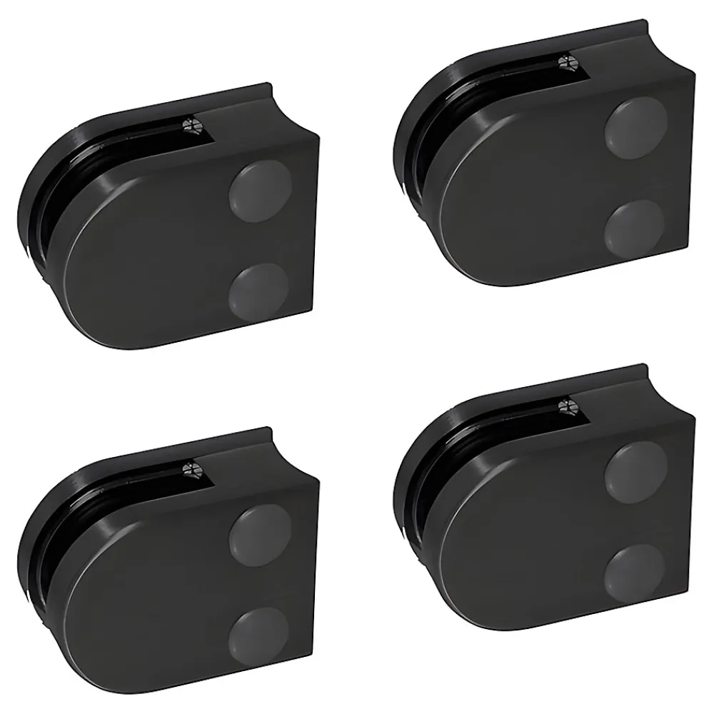 MySystem 4 x Pince à verre pour tube diam. 42,4 modèle 00 - Ep. verre 6,76 mm - Inox noir anthracite- Garde-Corps, Balustrade