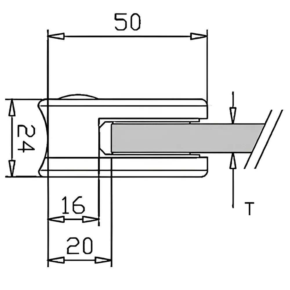 MySystem 4 x Pince à verre pour tube diam. 42,4 modèle 00 - Ep. verre 6,76 mm - Inox noir anthracite- Garde-Corps, Balustrade