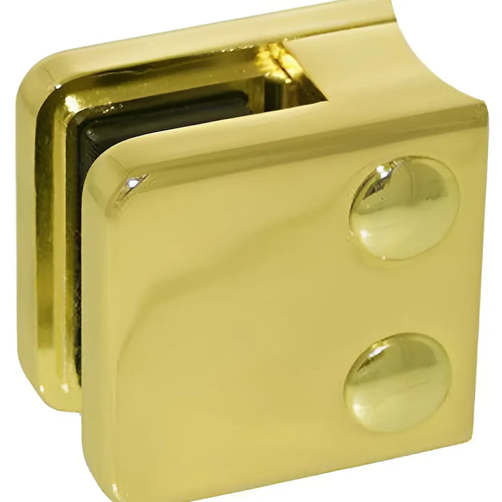MySystem Garde-Corps, Balustrade<4 x Pince à verre pour tube diam. 42,4 modèle 01 - Ep. verre 6,76 mm - Zamak aspect laiton