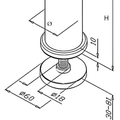 MySystem Garde-Corps, Balustrade<2 x Poteau de balustrade Modèle 44 - Tube diam. 42.4 x 2 mm - H 970 mm - Inox 304