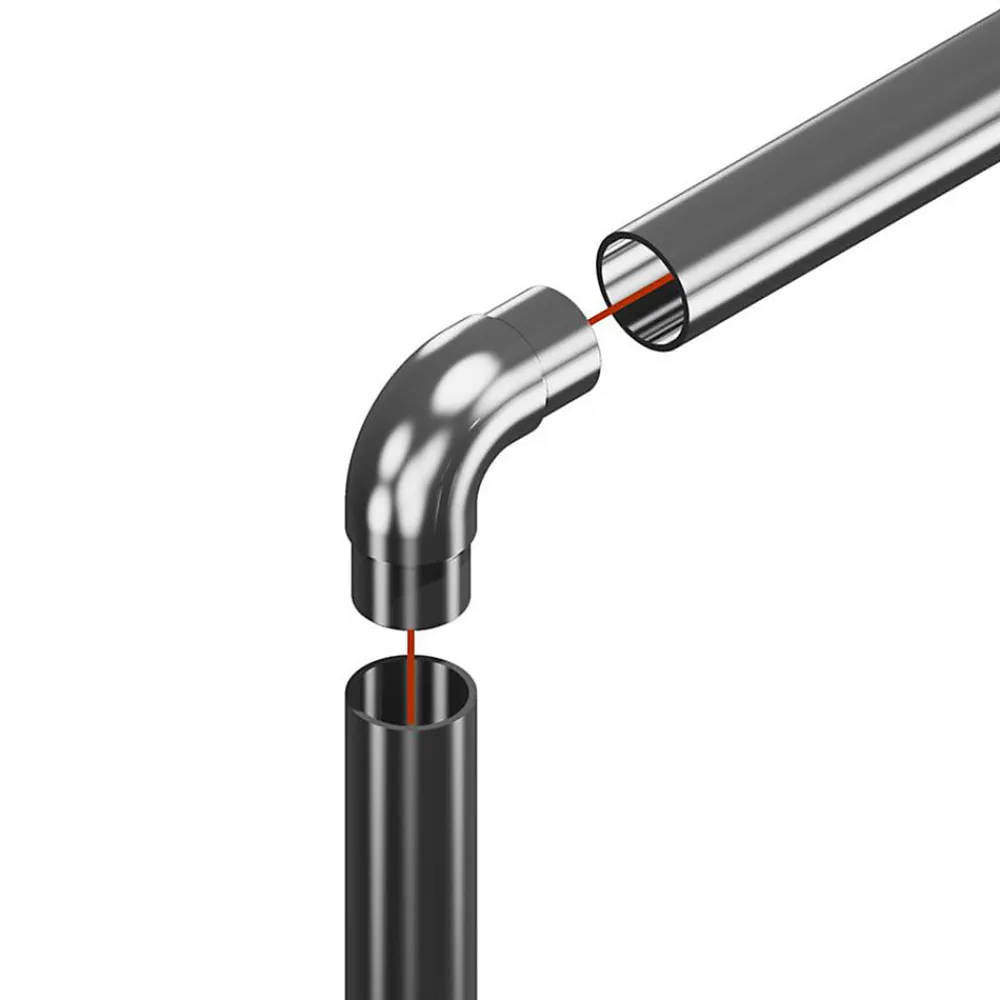 MySystem Accessoire D'Escalier<2 x Raccord 90 degrés arrondi pour tube diam. 42,4 x 2 mm - Inox 304