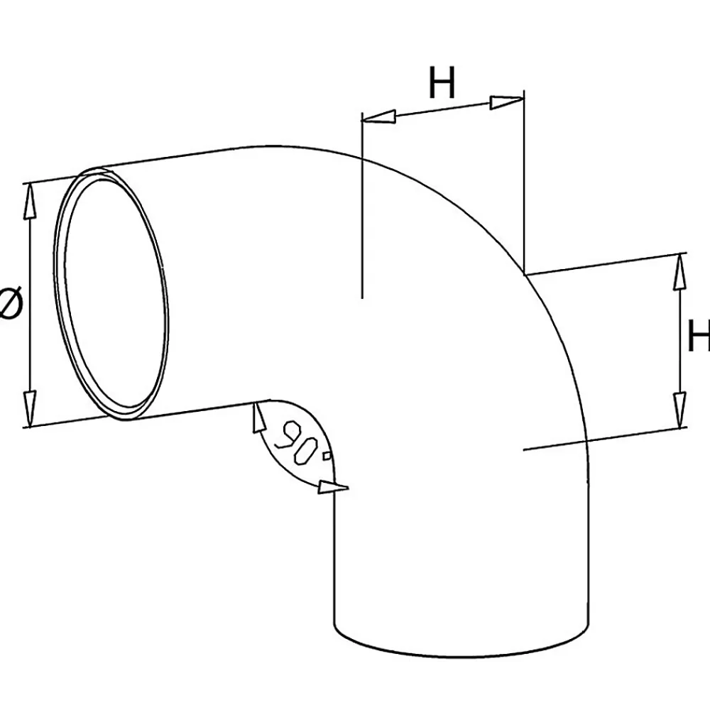 MySystem Accessoire D'Escalier<2 x Raccord 90 degrés arrondi pour main courante bois diam. 42,4 mm - Inox 304