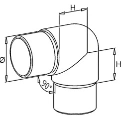 MySystem 2 x Raccord 90 degrés pour tube diam. 42,4 x 2 mm - Inox 304- Accessoire D'Escalier