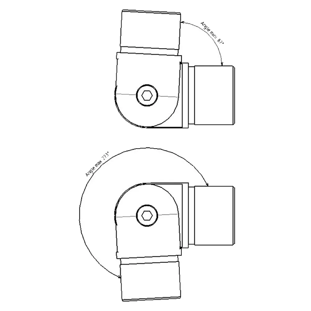 MySystem Accessoire D'Escalier<2 x Raccord orientable pour tube diam. 42,4 x 2 mm - Inox 304