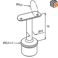 MySystem 2 x Support main courante diam. 42,4 à coller sur tube diam. 42,4 x 2 mm - Inox 316- Accessoire D'Escalier