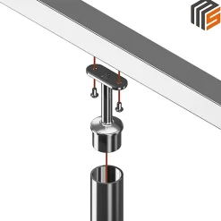 MySystem 2 x Support main courante plate à coller sur tube diam. 42,4 x 2 mm - Inox 304- Accessoire D'Escalier