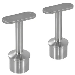 MySystem Accessoire D'Escalier<2 x Support main courante plate à coller sur tube diam. 42,4 x 2 mm - Inox 316