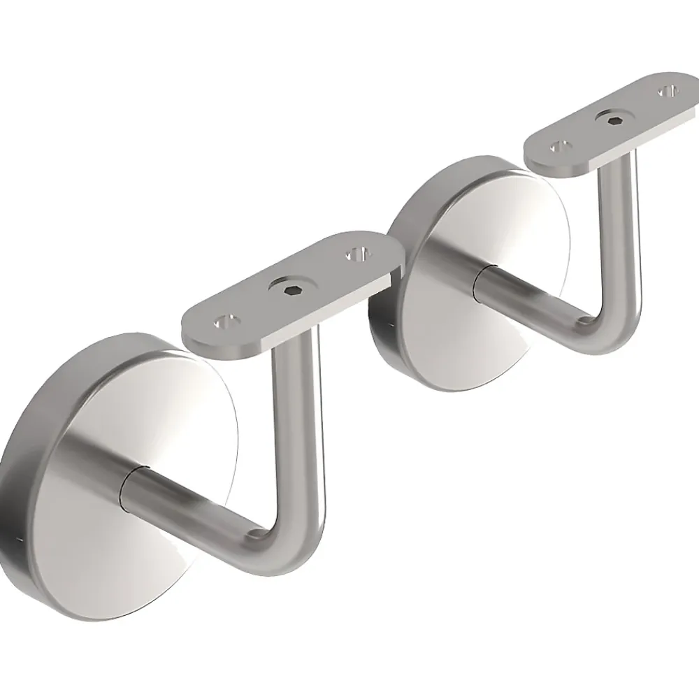 MySystem 2 x Support mural fixe - Main courante plate - Platine 3 trous fraisés + CACHE - Inox 304- Accessoire D'Escalier