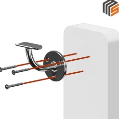 MySystem 2 x Support mural fixe - Main courante diam. 42,4 mm - Platine 3 trous fraisés - Inox 316- Accessoire D'Escalier