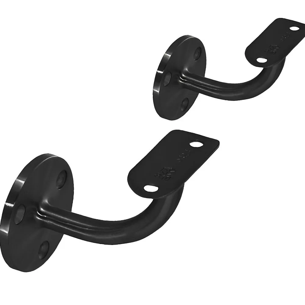 MySystem 2 x Support mural fixe - Main courante diam. 42,4 mm - Platine 3 trous fraisés - Noir anthracite- Accessoire D'Escalier