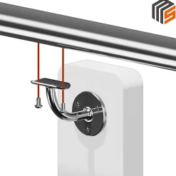 MySystem 2 x Support mural fixe - Main courante diam. 42,4 mm - Platine 3 trous fraisés - Noir anthracite- Accessoire D'Escalier