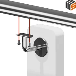 MySystem 2 x Support mural fixe - Main courante diam. 42,4 mm - Fixation M8 - Noir anthracite- Accessoire D'Escalier