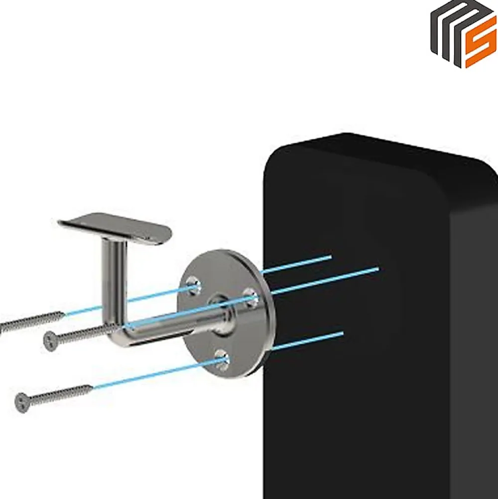 MySystem 2 x Support mural fixe - Main courante diam. 42,4 mm - Platine 3 trous fraisés - Inox 316- Accessoire D'Escalier