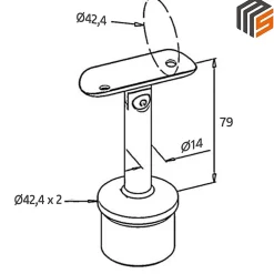 MySystem 2 x Support orientable main courante diam. 42,4 à coller sur tube diam. 42,4 x 2 mm - Inox 304- Accessoire D'Escalier