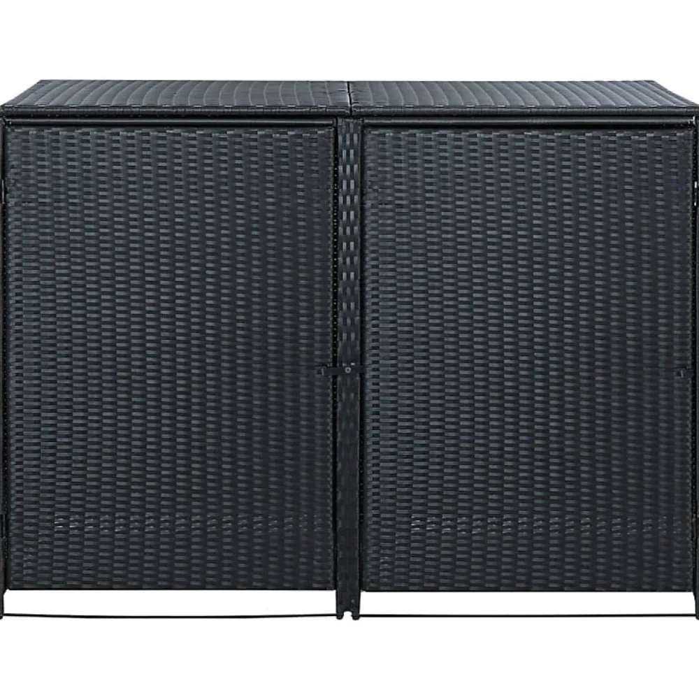 Vidaxl Abris pour poubelle double Résine tressée Noir 148x80x111 cm- Auvent Et Marquise