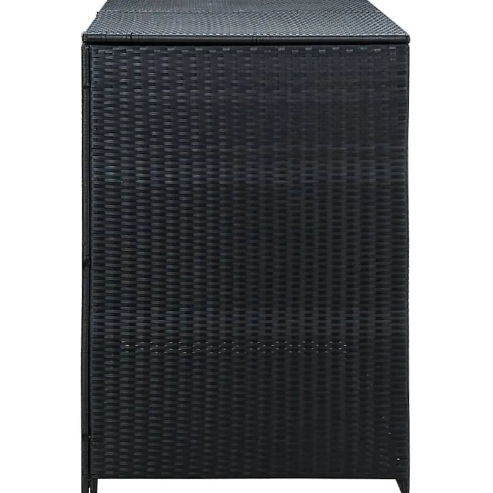 Vidaxl Abris pour poubelle double Résine tressée Noir 148x80x111 cm- Auvent Et Marquise
