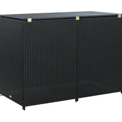 Vidaxl Abris pour poubelle double Résine tressée Noir 148x80x111 cm- Auvent Et Marquise