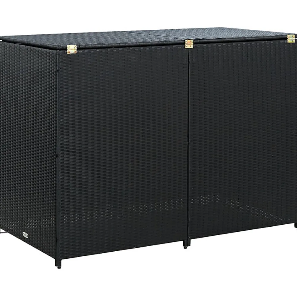 Vidaxl Abris pour poubelle double Résine tressée Noir 148x80x111 cm- Auvent Et Marquise