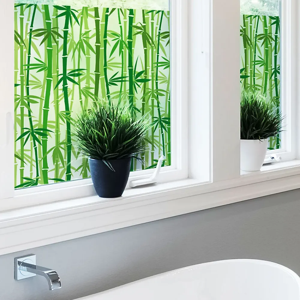 Ambiance Sticker Adhésif Film Fenêtre Anti Regard Occultant - BAMBOUS - Stickers Autocollant Brise-Vue pour Vitres & Porte de Douche - 40x200cm- Film Occultant Pour Vitrage