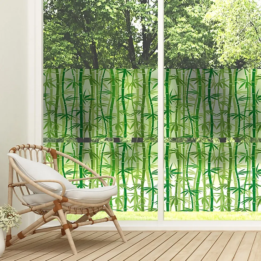 Ambiance Sticker Adhésif Film Fenêtre Anti Regard Occultant - BAMBOUS - Stickers Autocollant Brise-Vue pour Vitres & Porte de Douche - 40x200cm- Film Occultant Pour Vitrage