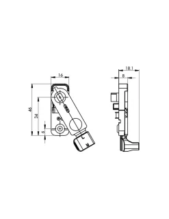 Ferco Accesoire Pour Volet<Anti-fausse manoeuvre de fenêtre oscillo-battante, gauche, 46x16mm, axe 9mm, K-16467-01-L-1 - by THIRARD