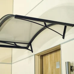 Arctom Auvent Apos 150x90, couleur anthracite RAL7016, panneau sandwich AL PE AL- Auvent Et Marquise