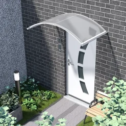 Arctom Auvent ARC 160x90, couleur blanc RAL 9016, plaque incolore- Auvent Et Marquise