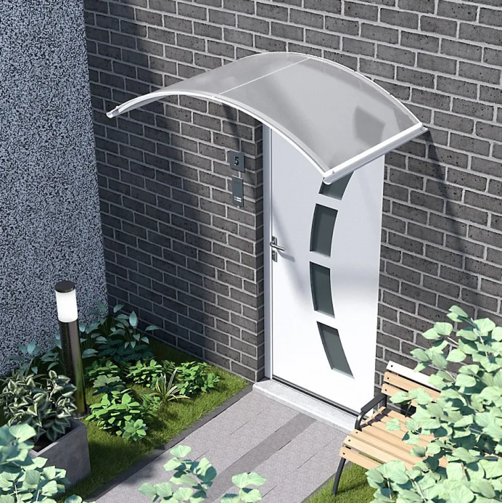 Arctom Auvent ARC 160x90, couleur blanc RAL 9016, plaque incolore- Auvent Et Marquise