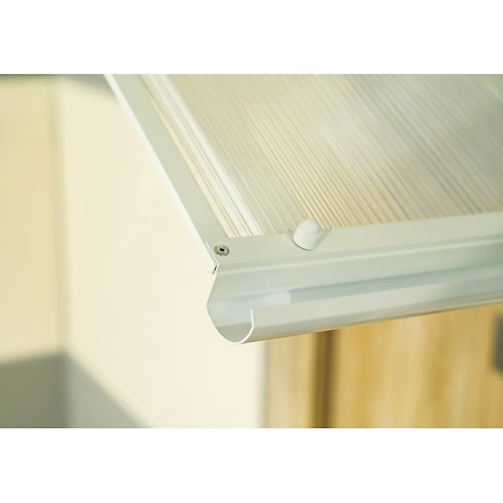 Arctom Auvent ARC 160x90, couleur blanc RAL 9016, plaque incolore- Auvent Et Marquise