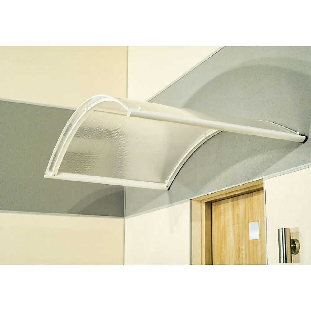 Arctom Auvent ARC 160x90, couleur blanc RAL 9016, plaque incolore- Auvent Et Marquise
